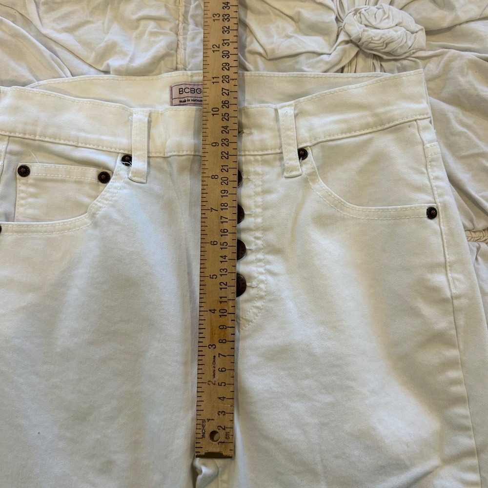 BCBGeneration Womens High Rise White Skinny Jeans Button‎ Fly Size 25 0387 - Picture 6 of 8